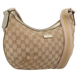 GUCCI GG Canvas Sherry Line Shoulder Bag Gold Beige 181092