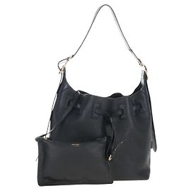 Salvatore Ferragamo Gancini Shoulder Bag Leather Black Gold
