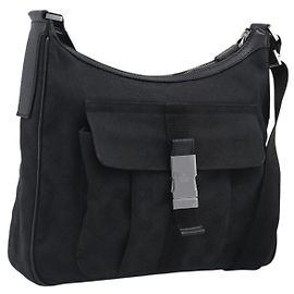 GUCCI GG Canvas Schultertasche Schwarz Silber