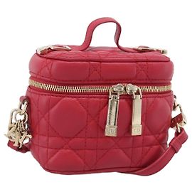 Christian Dior Canage Lady Dior Micro Vanity Bag Lamb Skin Red Gold