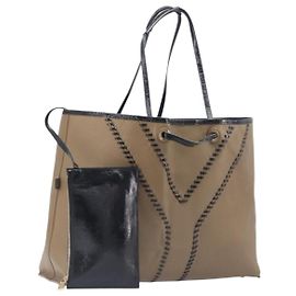 Autre Marque Saint Laurent Reversible Tote Bag Patent leather Beige Gold 265702