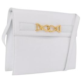 Céline CELINE Shoulder Bag Leather White Gold