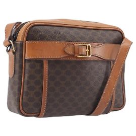 Céline CELINE Macadam Canvas Shoulder Bag PVC Leather Brown Gold