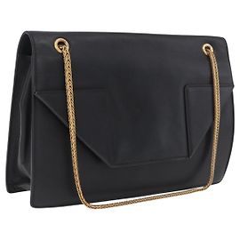 Autre Marque Saint Laurent Betty Chain Shoulder Bag Leather Black Gold 314515