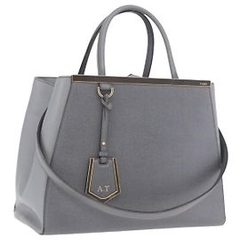 FENDI 2Jours Hand Bag Leather 2way Blue Silver