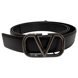 Valentino Garavani VLOGO Ledergürtel Schwarz
