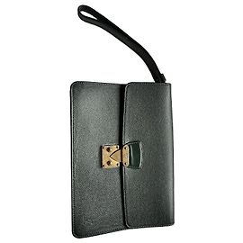 Louis Vuitton "Selenga" Pochette / Clutch - Pelle Taïga Verde Abete Vintage