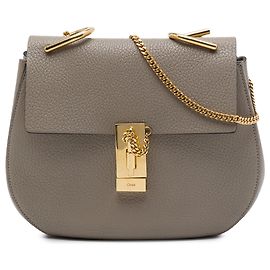 Chloé Drew Crossbody em pele de vitelo granulada Small Castanho