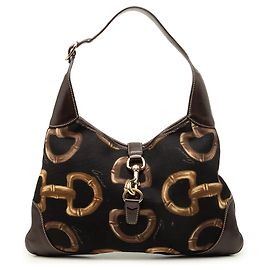 Gucci Black Horsebit Canvas Jackie O Bouvier Hobo