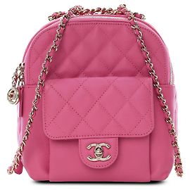 Zaino Chanel Pink Small Quilted Caviar CC Day Backpack