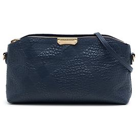 Burberry Blue Small Grain Check Embossed Leather Chichester Crossbody