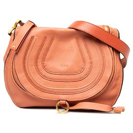 Chloé Orange Medium Grained Calfskin Marcie Saddle Crossbody