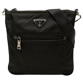 Prada Crossbody-Tasche aus schwarzem Tessuto mit Reißverschluss