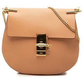 Chloé Drew Crossbody Piccola in Pelle di Agnello Martellata Marrone
