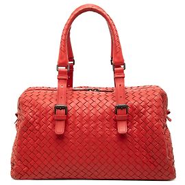 Borsa Boston Bottega Veneta in Nappa Intrecciato rossa