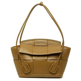 Bottega Veneta Borsa Maxi Intrecciato Arco Small in pelle di vitello martellata Marrone