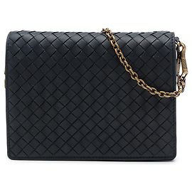 Cartera con cadena Bottega Veneta en nappa intrecciato negra