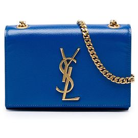 Autre Marque Saint Laurent Blue Small Grain De Poudre Monogram Kate Crossbody