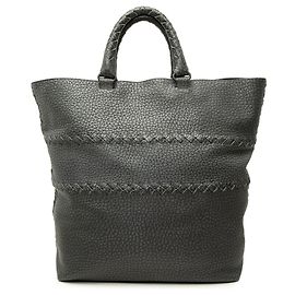 Tote Bottega Veneta in pelle Cervo grigia con rifiniture Intrecciato