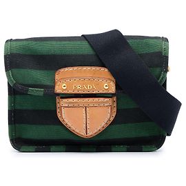 Prada Bolso crossbody de lona Canapa Righe verde