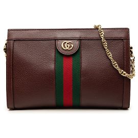 Gucci Red Small Calfskin Web Ophidia Chain Crossbody