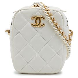 Chanel White Quilted Lambskin Vertical My Perfect Camera Case