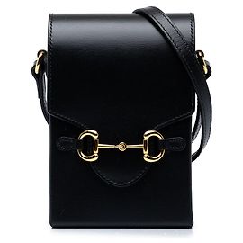 Gucci Mini Bolsa Tiracolo Horsebit 1955 em Couro Preto
