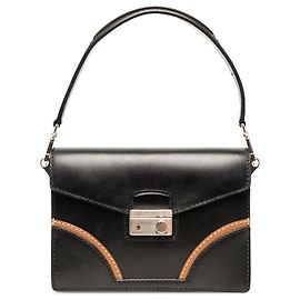 Bolso Satchel Prada Black Vitello Stitched Sound Lock