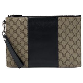 Pochette da polso Gucci Beige GG Supreme con zip