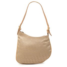 Borsa a tracolla Fendi Beige Zucchino Canvas Oyster
