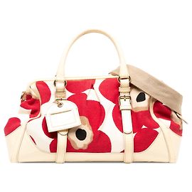 Dolce & Gabbana Susanne Satchel aus weißem Canvas mit Mohnblumen-Print