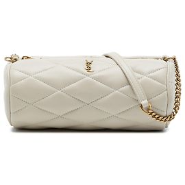 Autre Marque Sac tube Sade mini en agneau matelassé blanc Saint Laurent