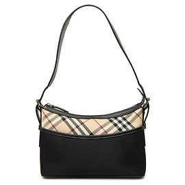 Borsa a tracolla in nylon con rifiniture in tela Nova Check nera Burberry