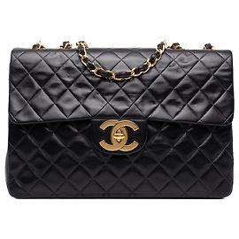 Chanel Black Maxi XL Classic Lambskin Single Flap