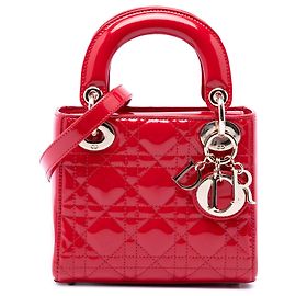 Dior Red Mini Patent Cannage Lady Dior
