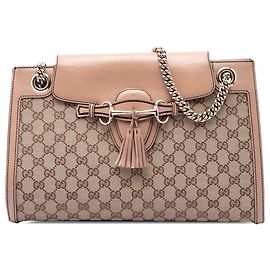 Borsa a tracolla Gucci Emily Large in tela GG beige
