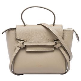 Céline Bolsa de cintura Celine em couro de bezerro grão Pico Bege