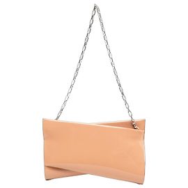 Clutch con catena Loubitwist Christian Louboutin in vernice marrone