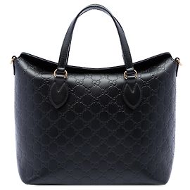 Borsa Satchel Gucci Black Guccissima Linea A Fold Over