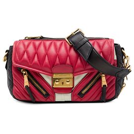 Miu Miu Bolso bandolera Biker de doble bolsillo en Nappa tricolor rojo