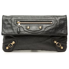 Clutch a Busta Balenciaga Giant 12 Motocross in pelle di agnello nera