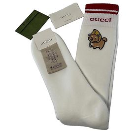 Gucci – Chaussettes longues Banana Pong en coton ivoire – Taille L / EU 44–45