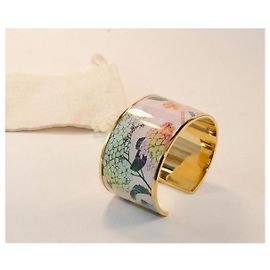 Christian Lacroix Bracciale Rigido Dorato con Stampa Floreale