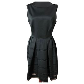 Vestido Paule Ka de poliéster negro con detalles de cinta