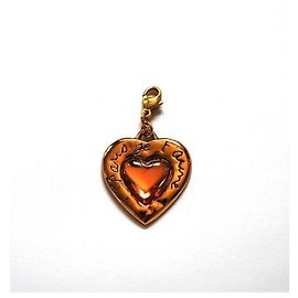 Yves Saint Laurent Collar Colgante Corazón Dorado y Naranja