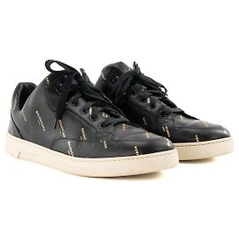 BALENCIAGA - Sneakers Logo Balenciaga em couro preto e dourado (T42)