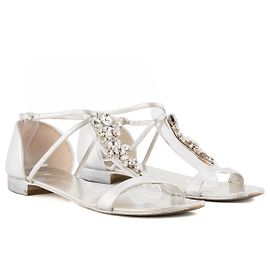GIUSEPPE ZANOTTI - Giuseppe Zanotti Sandalen aus Leder und silbernen Kristallen (T38)