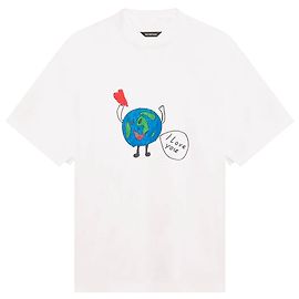 BALENCIAGA - T-shirt oversize I Love Earth Balenciaga em algodão branco (S)