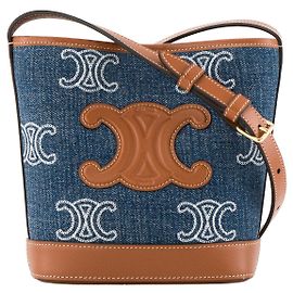 Céline CELINE - Bolsa de ombro Bucket Celine em denim azul e castanho