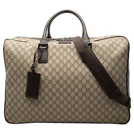 Beige Gucci GG Supreme Double Zip Travel Bag